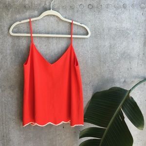 Zara Knit Scallop Edged Red Tank
